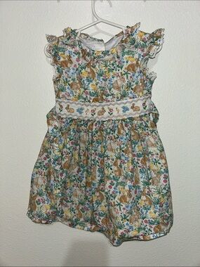 iris & ivy White Floral Bunny Print Dress